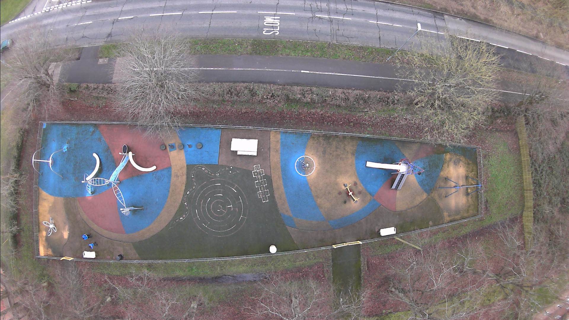 A drity playpark from above